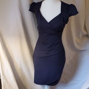 GUESS Fitted Navy Tulip Wrap Dress